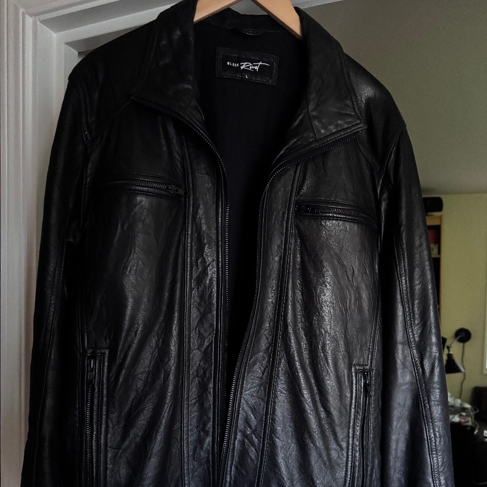 Men’s Black Rivet Leather Jacket Size L